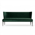 Dwuosobowa sofa aksamitna ciemnozielona z czarnymi nogami, 150 × 80 × 70 cm