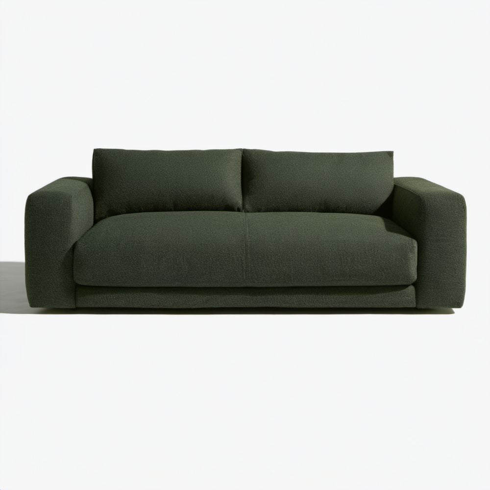 Dwuosobowa sofa z tkaniny bouclé, ciemnozielona, 184 × 93 × 72 cm
