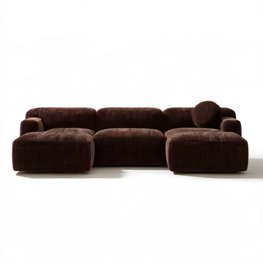 Trzyosobowa sofa brązowa ze sztruksu 290 x 105 x 72 cm