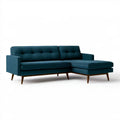 Granatowa sofa narożna z szezlongiem w kształcie L z poliestru 230 x 150 x 85 cm