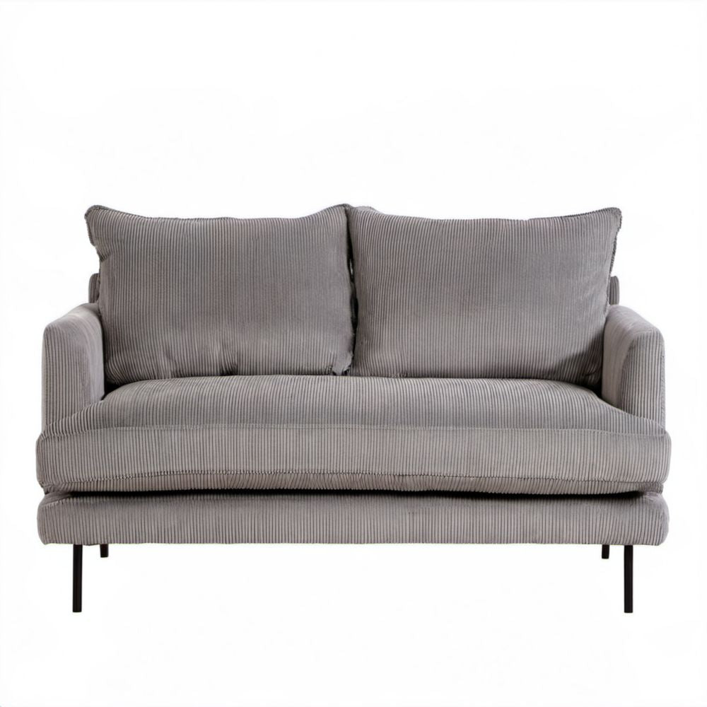 Dwuosobowa sofa z tkaniny sztruksowej, szara, 160 x 90 x 85 cm