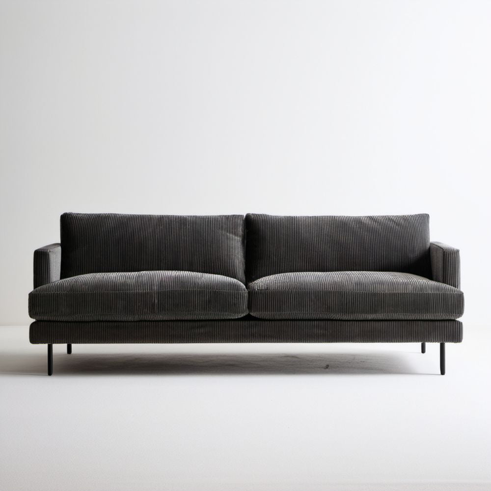 Sofa dwuosobowa grafitowa z tkaniny sztruksowej, 200 x 88 x 84 cm