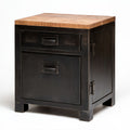 Czarna metalowa szafka nocna z drewnianym blatem 45 × 40 × 55 cm