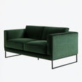 Dwuosobowa sofa welurowa zielona ze stalowymi nogami 150 x 85 x 80 cm