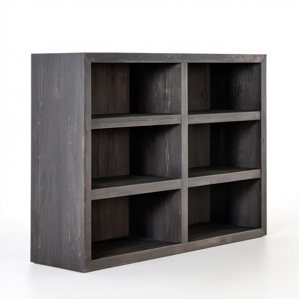 Regał stojący z litego drewna sosnowego ciemnoszary 120 x 35 x 120 cm, 6 półek