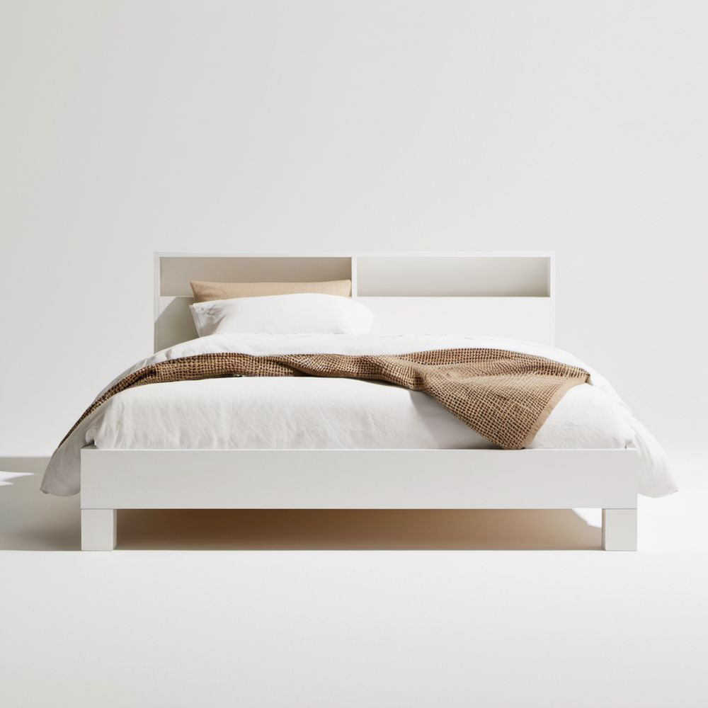 Biała rama łóżka dwuosobowego z płyty MDF 160 x 200 cm