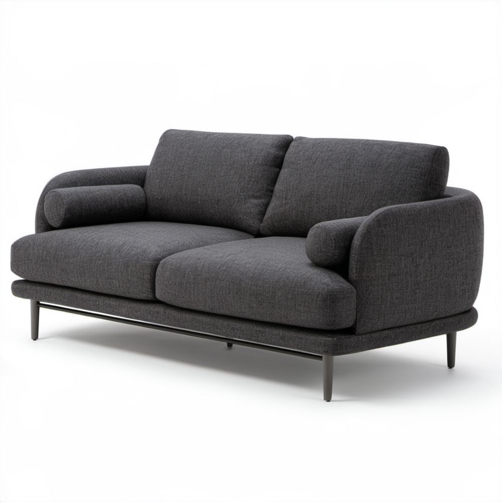 Dwuosobowa sofa z tapicerką poliestrową grafitowo-czarna 170 x 88 x 82 cm
