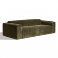 Oliwkowa trzyosobowa sofa ze sztruksu poliestrowego 230 x 100 x 72 cm