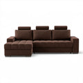 Lewostronna sofa narożna brązowa z tapicerką poliestrową 290 × 165 × 98 cm