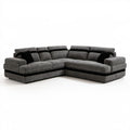 Szara sofa narożna w kształcie L z tapicerką poliestrową 280 × 210 × 88 cm