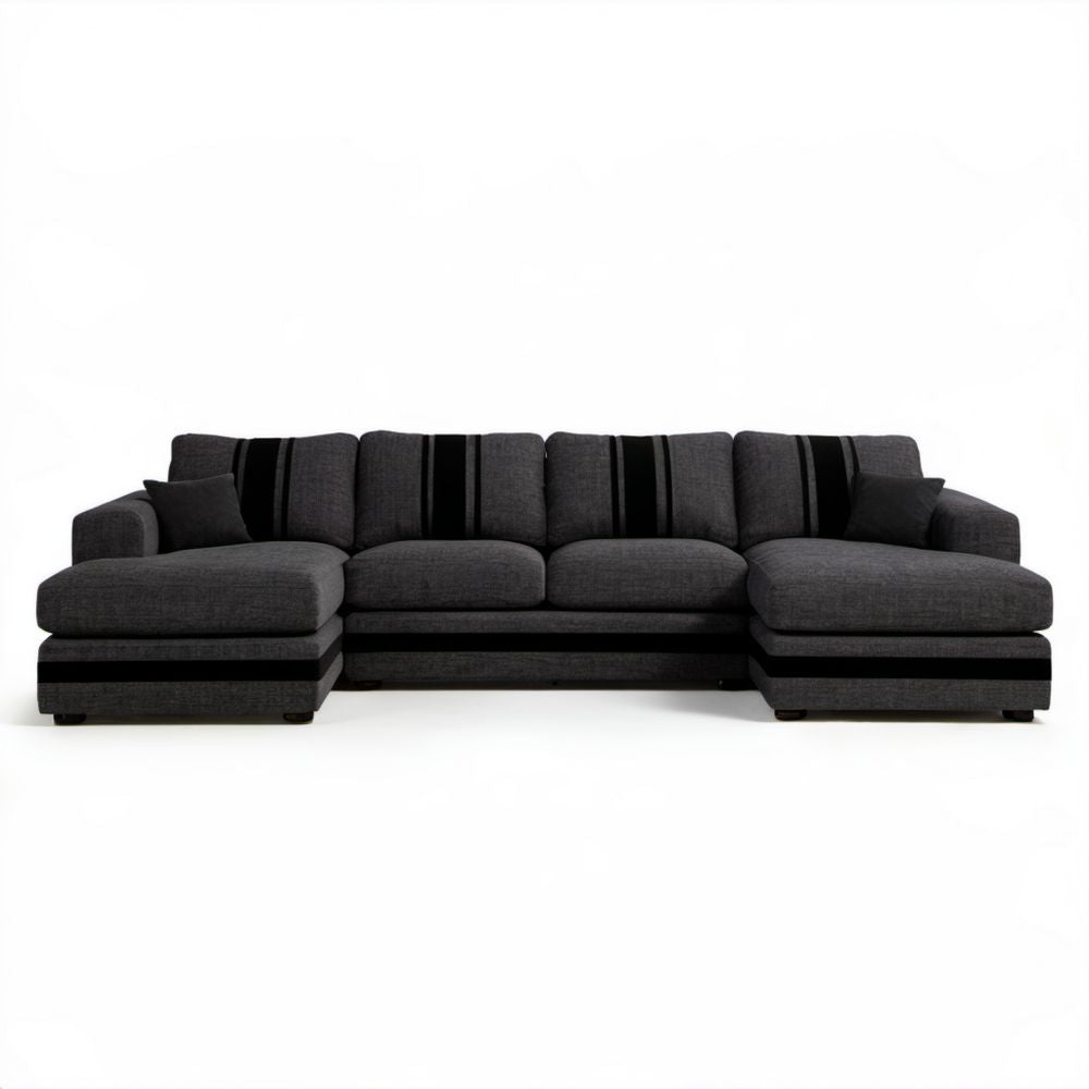 Sofa narożna w kształcie U z tkaniny grafitowo-czarna 310 x 165 x 85 cm