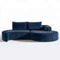 Półokrągła sofa modułowa 2-osobowa z tkaniny sztruksowej, granatowa, 230 x 120 x 70 cm