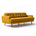 Musztardowa sofa trzyosobowa z tkaniny 210 x 88 x 84 cm