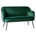 Dwuosobowa sofa z aksamitu ciemnozielona z czarnymi metalowymi nogami 130 × 75 × 80 cm