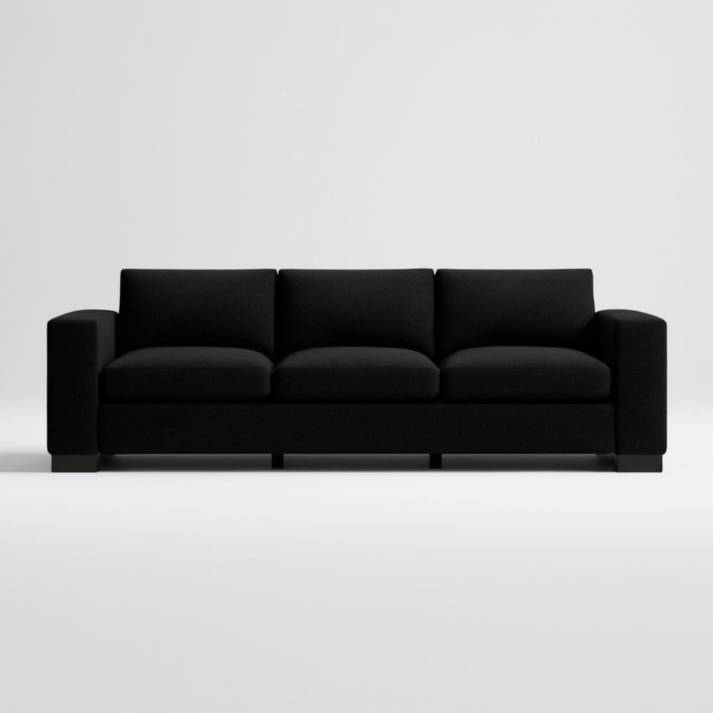 Czarna sofa trzyosobowa z tapicerką poliestrową 230 x 90 x 82 cm